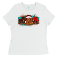 White christmas mom highland cow Ladies Tee - BarkalooDesign