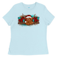 Baby Blue christmas mom highland cow Ladies Tee - BarkalooDesign