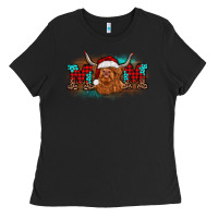 Black christmas mom highland cow Ladies Tee - BarkalooDesign