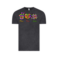 Vintage Black Peace Love Autism Vintage Tee - BundleAndBundleShop