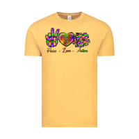 Vintage Mustard Peace Love Autism Vintage Tee - BundleAndBundleShop