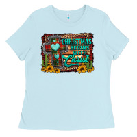 Baby Blue Christmas begins with christ cross Ladies Tee - Jasminsmagicworld
