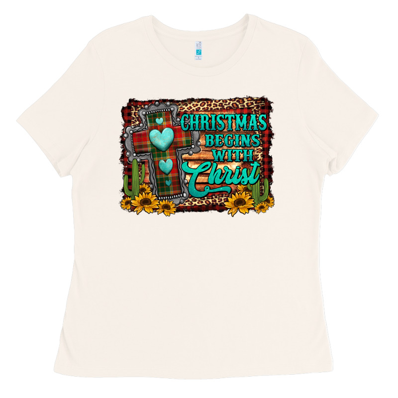 Christmas Begins With Christ Cross Ladies Tee by Jasminsmagicworld | Teevron