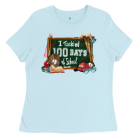 Baby Blue I tacked 100 days school Baseball Ladies Tee - NancyCooperArtShop