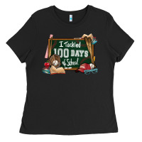 Black I tacked 100 days school Baseball Ladies Tee - NancyCooperArtShop