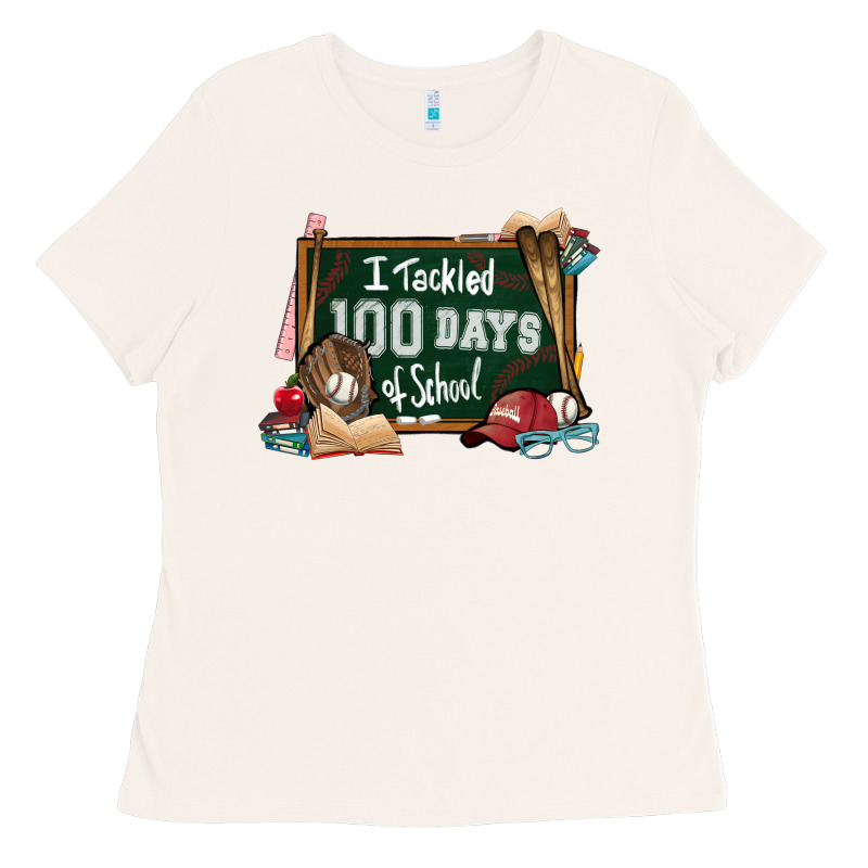I Tacked 100 Days School Baseball Ladies Tee by NancyCooperArtShop | Teevron