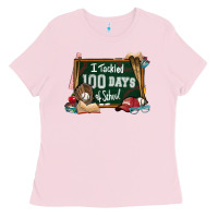 Bubblegum Pink I tacked 100 days school Baseball Ladies Tee - NancyCooperArtShop