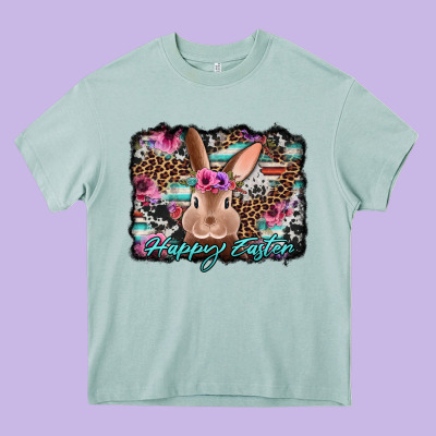 Happy Easter Bunny Western Background Heavy Core Tee Designed By Jasminsmagicworld