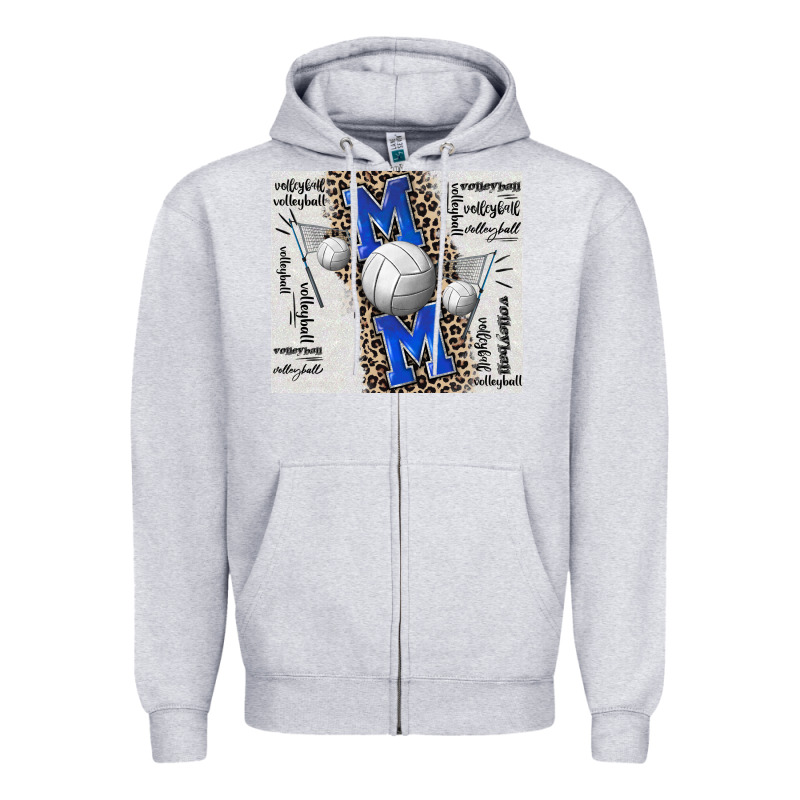 Volleyball Mom Blue Mother's Day Zipper Hoodie by CowGirlArtShop | Teevron
