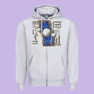 Volleyball Mom Blue Mother's Day Zipper Hoodie Designed By Cowgirlartshop