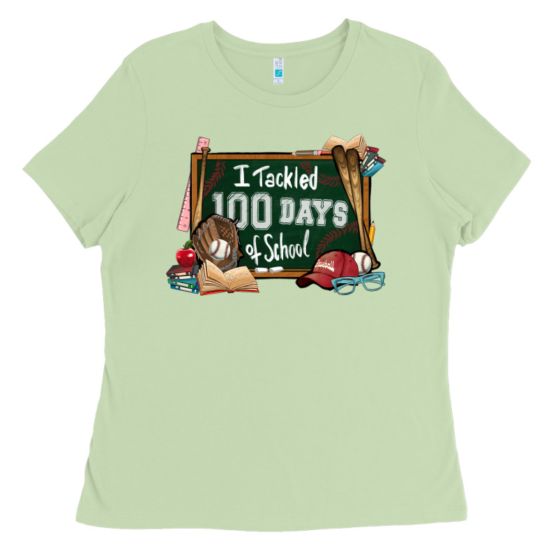 I Tacked 100 Days School Baseball Ladies Tee by NancyCooperArtShop | Teevron