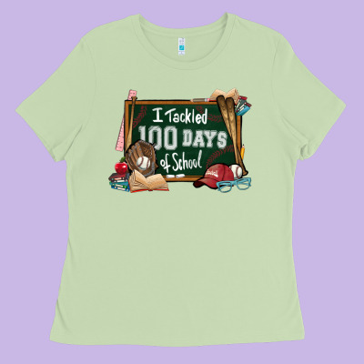 I Tacked 100 Days School Baseball Ladies Tee Designed By Nancycooperartshop