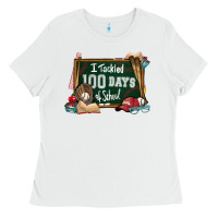 White I tacked 100 days school Baseball Ladies Tee - NancyCooperArtShop