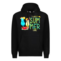 Black sweet summer time turquoise yellow Premium Hoodie - CowCowDesign