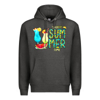 Charcoal Heather sweet summer time turquoise yellow Premium Hoodie - CowCowDesign