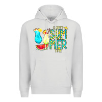 Dove Grey sweet summer time turquoise yellow Premium Hoodie - CowCowDesign