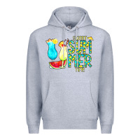 Heather Grey sweet summer time turquoise yellow Premium Hoodie - CowCowDesign