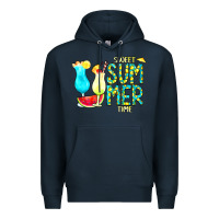 Navy sweet summer time turquoise yellow Premium Hoodie - CowCowDesign
