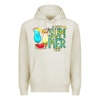 Oatmeal Heather sweet summer time turquoise yellow Premium Hoodie - CowCowDesign