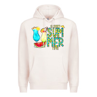 Pale Pink sweet summer time turquoise yellow Premium Hoodie - CowCowDesign