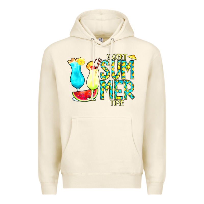 Sweet Summer Time Turquoise Yellow Premium Hoodie by CowCowDesign | Teevron