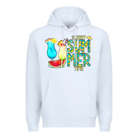 White sweet summer time turquoise yellow Premium Hoodie - CowCowDesign
