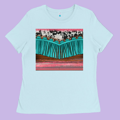 Western Fringe Cowhide Leopard Ladies Tee Designed By Barkaloodesign