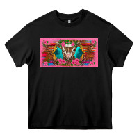 Western Baby Boer Goat Pink Flowers Serape Leopard Pink Glitter Patter Heavy Core Tee | Teevron