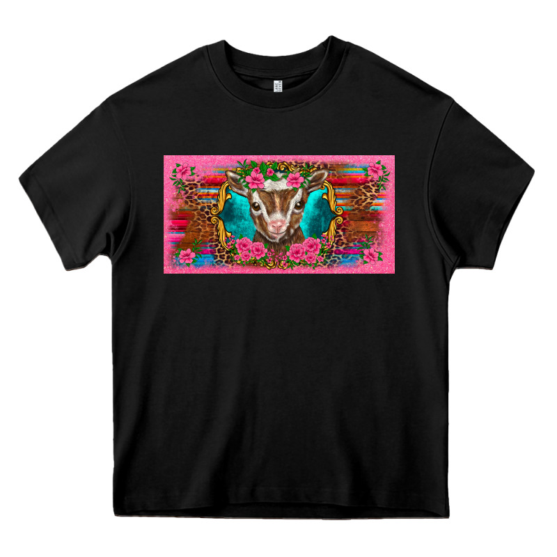 Western Baby Boer Goat Pink Flowers Serape Leopard Pink Glitter Patter Heavy Core Tee by BarkalooDesign | Teevron