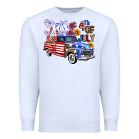 White Western Truck Fourth Of July America Premium Sweatshirt - FaDigitalArtStudio