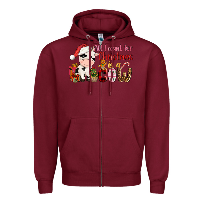 All Want For Christmas Is A Cow Zipper Hoodie by CowGirlArtShop | Teevron