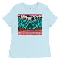 Baby Blue western fringe cowhide leopard Ladies Tee - BarkalooDesign