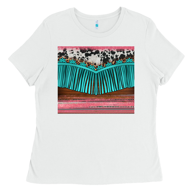 Western Fringe Cowhide Leopard Ladies Tee by BarkalooDesign | Teevron