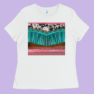 Western Fringe Cowhide Leopard Ladies Tee Designed By Barkaloodesign