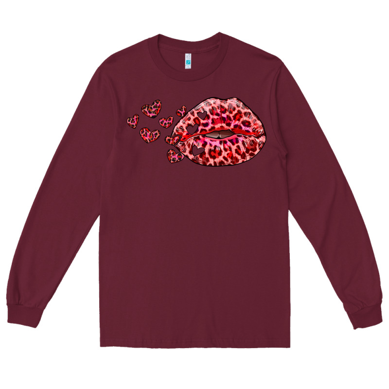 Kiss With Leopard And Hearts Long Sleeve Tee by RanaPortraitStore | Teevron