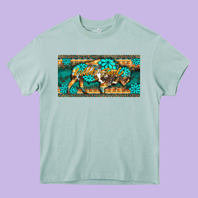 Western  Bison Wild Soul Turquoise's Gemstones  License Plate Template Heavy Core Tee Designed By Barkaloodesign