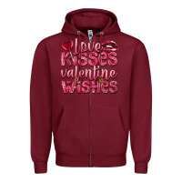 Burgundy Love kisses Valentine wishes Valentine's Day Zipper Hoodie - HowdyJamesFarm