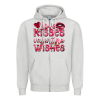 Dove Grey Love kisses Valentine wishes Valentine's Day Zipper Hoodie - HowdyJamesFarm