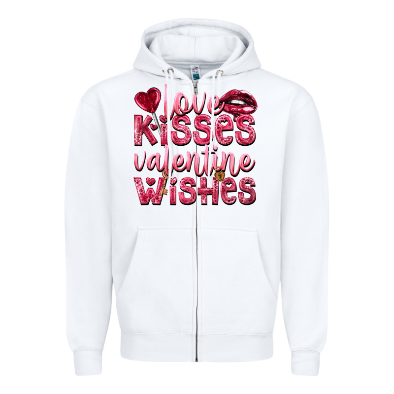 Love Kisses Valentine Wishes Valentine's Day Zipper Hoodie by HowdyJamesFarm | Teevron