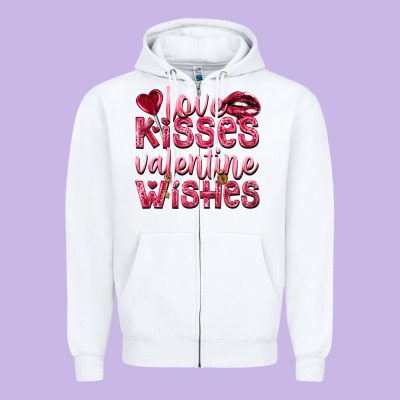 Love Kisses Valentine Wishes Valentine's Day Zipper Hoodie Designed By Howdyjamesfarm