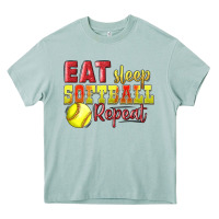 Arona Eat Sleep Softball Repeat Heavy Core Tee - LillyAllenDesigns
