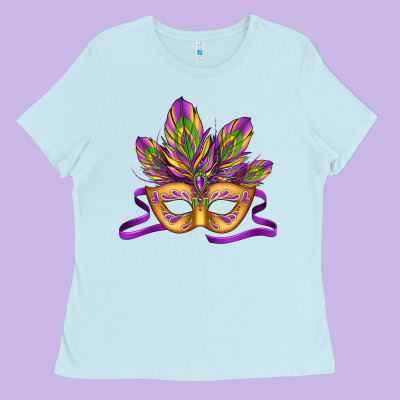 Mardi Gras Carnival Mask Ladies Tee Designed By Jasminsmagicworld
