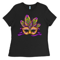 Black mardi gras carnival mask Ladies Tee - Jasminsmagicworld