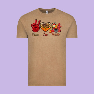 Peace Love Firefighter Vintage Tee Designed By Bundleandbundleshop