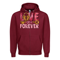 Burgundy Love you forever Valentine's Day Zipper Hoodie - HowdyJamesFarm