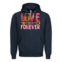 Navy Love you forever Valentine's Day Zipper Hoodie - HowdyJamesFarm
