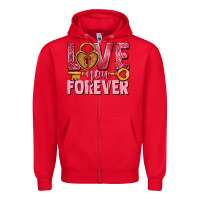 Red Love you forever Valentine's Day Zipper Hoodie - HowdyJamesFarm