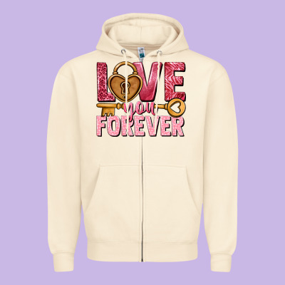 Love You Forever Valentine's Day Zipper Hoodie Designed By Howdyjamesfarm