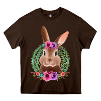 Chocolate Brown western leopard and flowers easter bunny Heavy Core Tee - Jasminsmagicworld