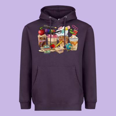 Teacher Coffee Cups Heavyweight Hoodie Designed By Fadigitalartstudio
